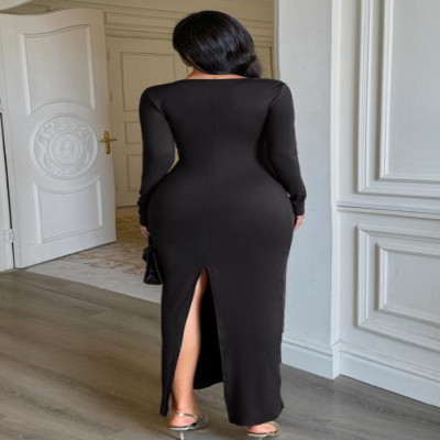 عطلة بأكمام طويلة، معانقة الورك، تنورة طويلة، فستا...