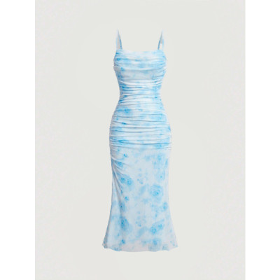 فستان بدون أكمام للسيدات مطبوع صيفي مثير ملابس خرو...