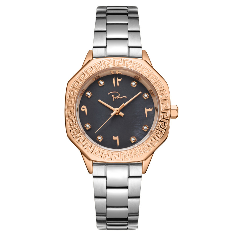 PAS005M100404 | ساعه نسائية ستيل بلون فضي وروز قول...