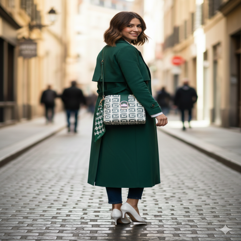 شنطه أنيقة بنقشة هندسية مميزة اخضر