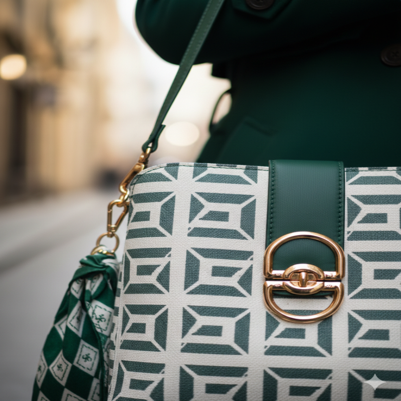 شنطه أنيقة بنقشة هندسية مميزة اخضر