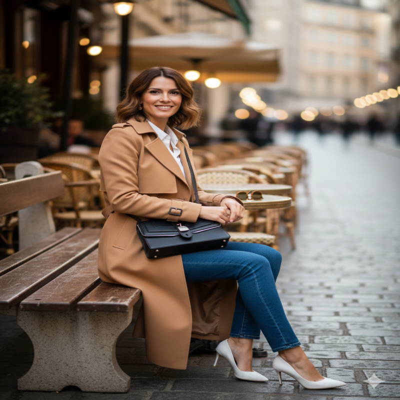 شنطة بتصميم كلاسيكي منظم تتميز الحقيبة بشكل هندسي...