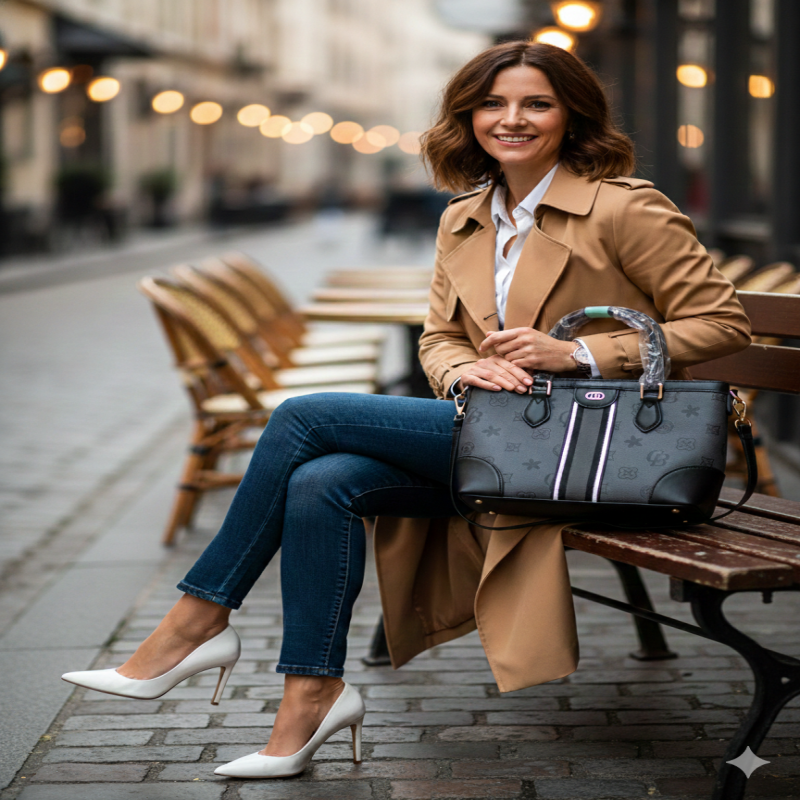 شنطة راقية نمط مونوغرام عصري: تتميز الحقيبة بنقوش...