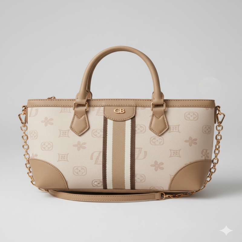 شنطة انيقة بنقوش متكررة تغطي الهيكل بالكامل، مما ي...