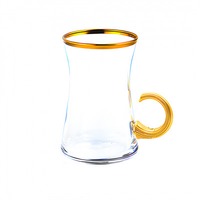 طقم تقديم فناجين وبيالات تركي مذهب 18 قطعة