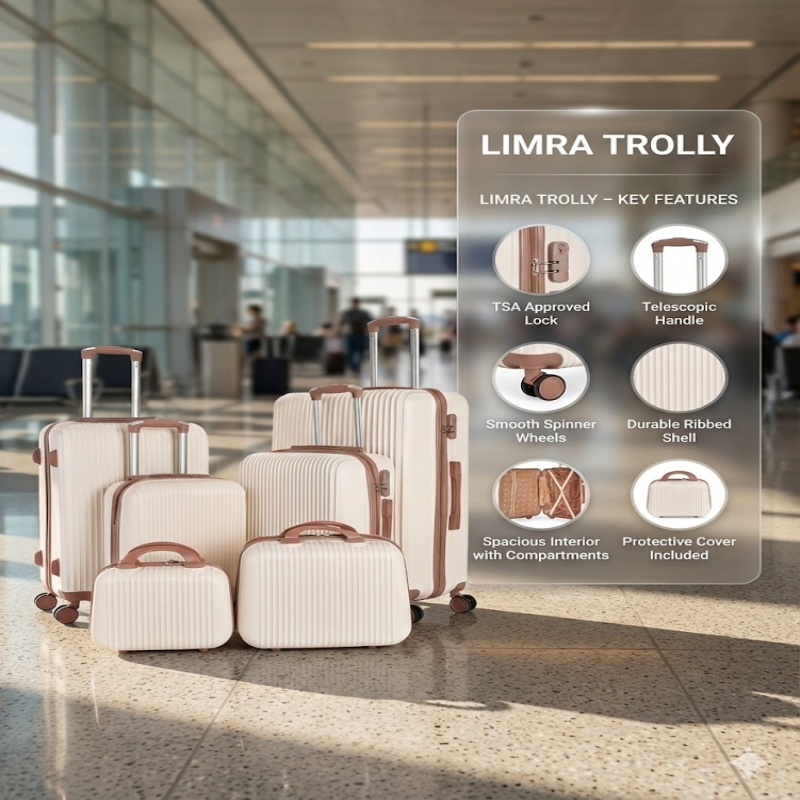 ليمرا طقم شنط سفر مكون من 6 حقائب أمتعة بعجلات متي...