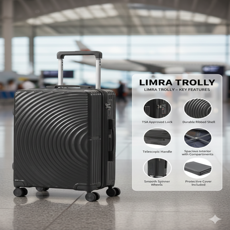 طقم شنط سفر من ليمرا مصنوع من مادة البولي كربونات...