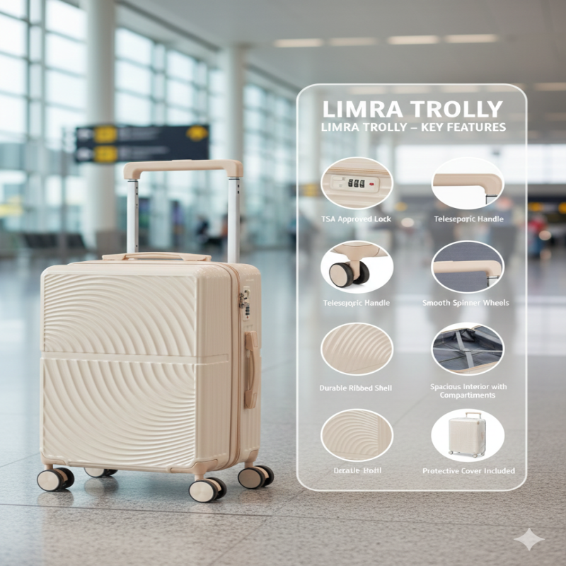 طقم شنط سفر من ليمرا مصنوع من مادة البولي كربونات...