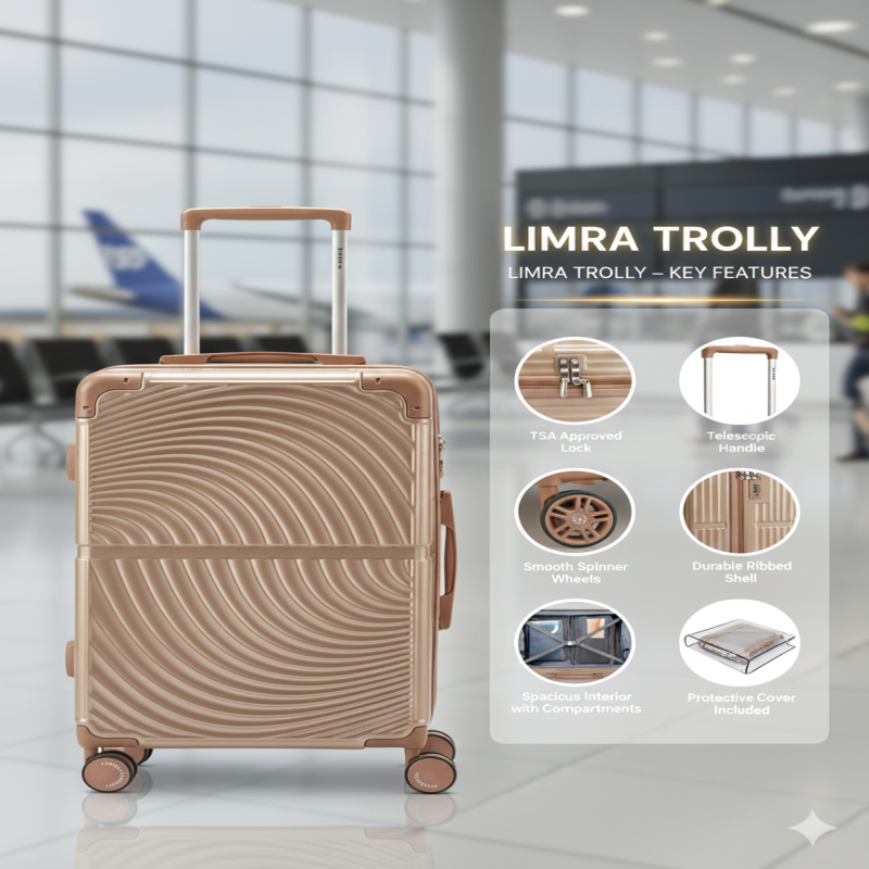 طقم شنط سفر من ليمرا مصنوع من مادة البولي كربونات...