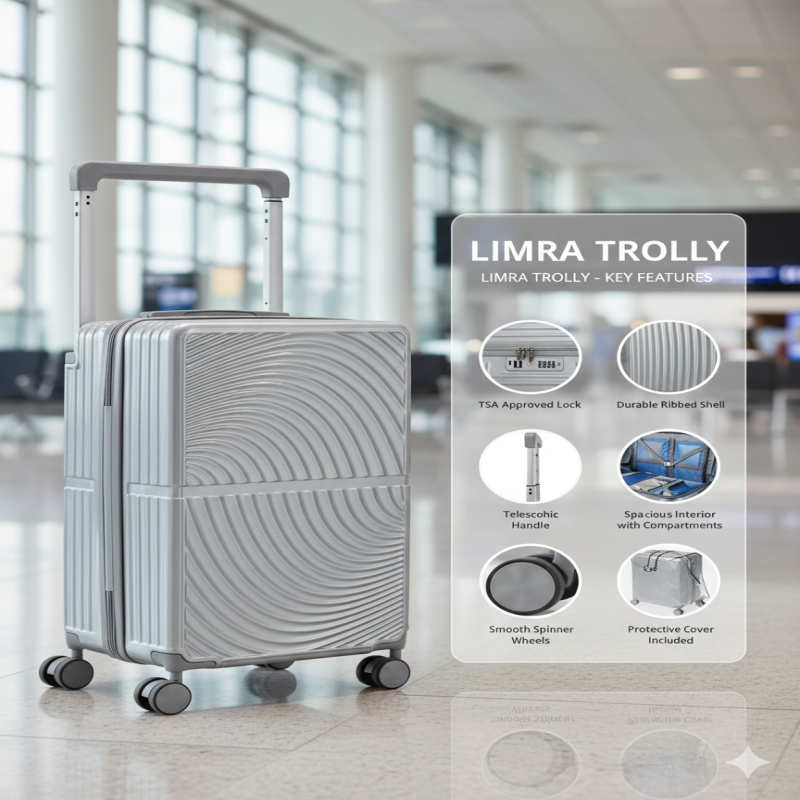 ليمرا شنطة سفر حديثة مصنوع من مادة بولي كربونات مخ...