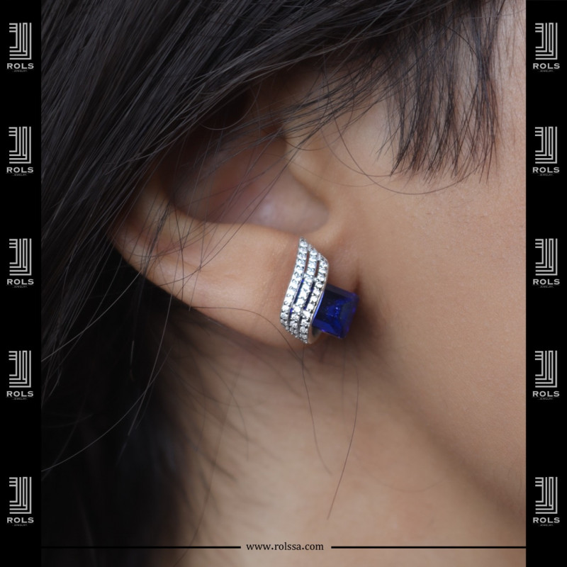 هدية نسائية طقم فضة خالص عيار 925 مرصع بزركون نقي