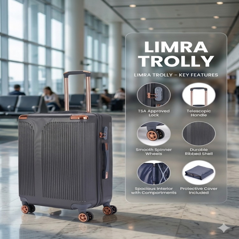 ليمرا طقم شنط سفر مكون من 4 حقائب أمتعة بعجلات و ب...