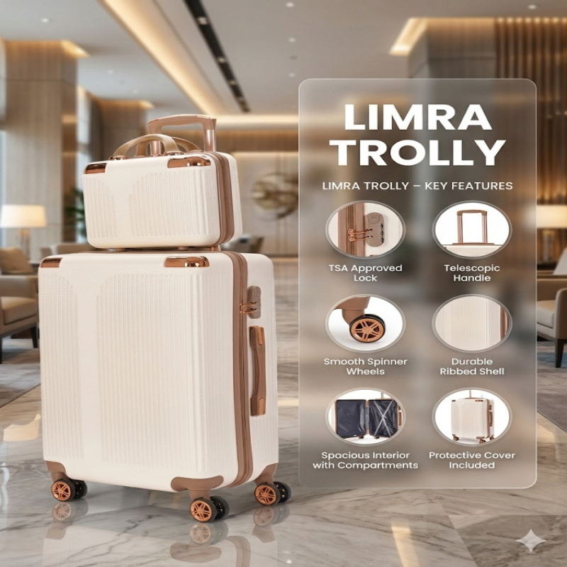 ليمرا طقم شنط سفر مكون من 4 حقائب أمتعة بعجلات و ب...