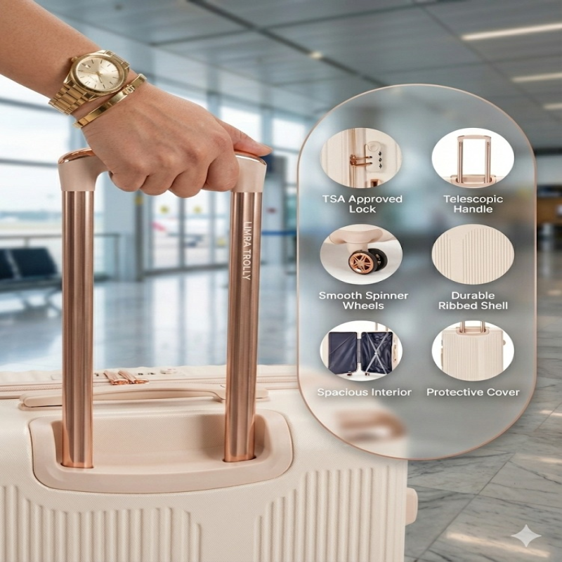 ليمرا طقم شنط سفر مكون من 4 حقائب أمتعة بعجلات و ب...