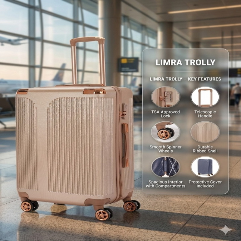 ليمرا طقم شنط سفر مكون من 4 حقائب أمتعة بعجلات و ب...