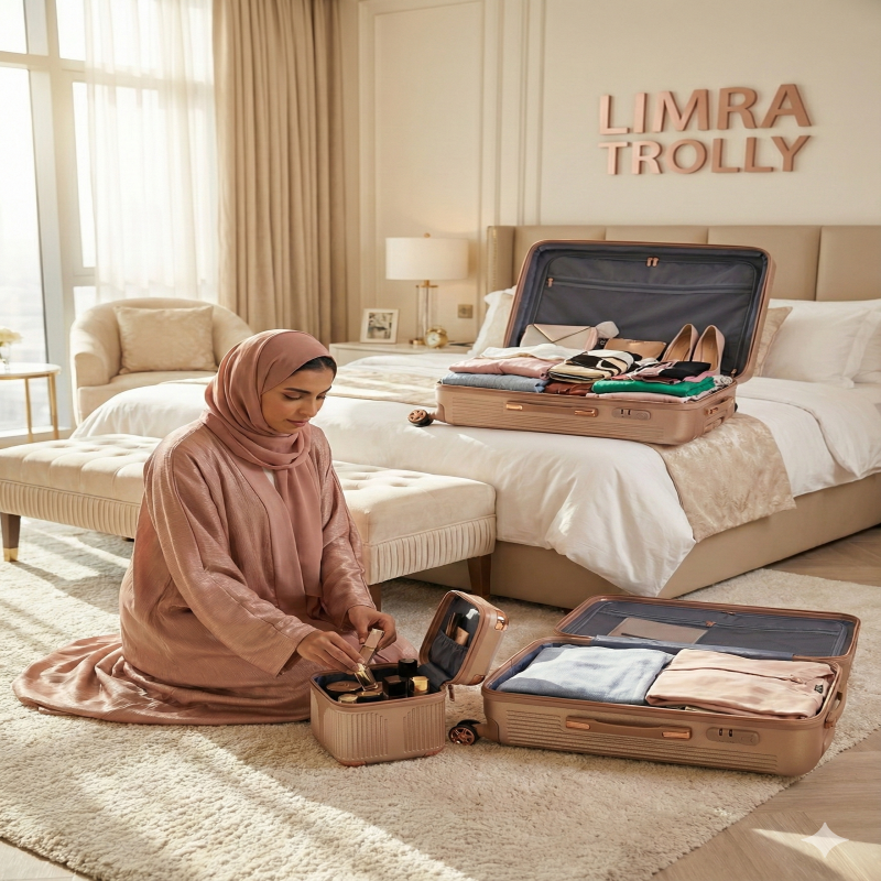 ليمرا طقم شنط سفر مكون من 4 حقائب أمتعة بعجلات و ب...