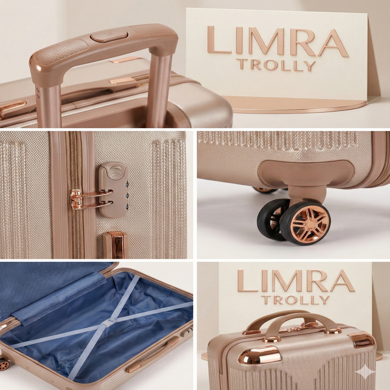 ليمرا طقم شنط سفر مكون من 4 حقائب أمتعة بعجلات و ب...