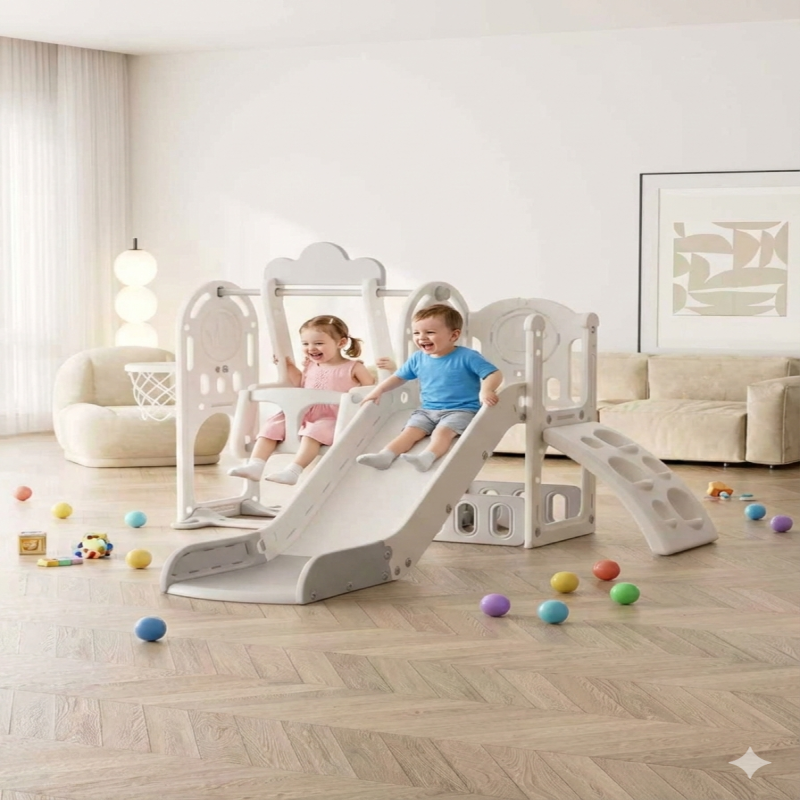 مجموعة زحليقة وأرجوحة مع حلقة كرة سلة 3*1 للأطفال،...