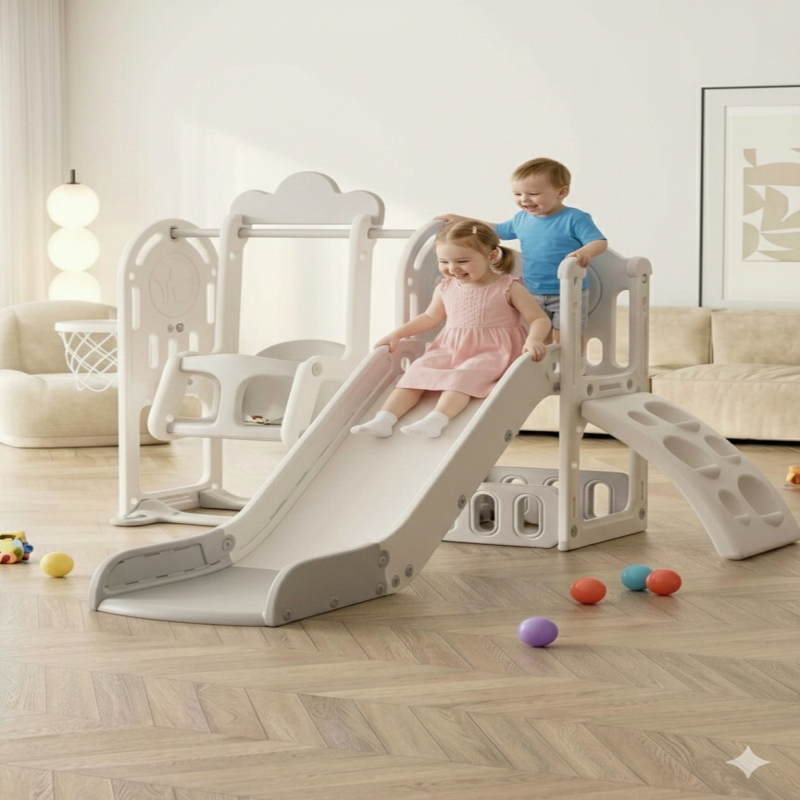 مجموعة زحليقة وأرجوحة مع حلقة كرة سلة 3*1 للأطفال،...