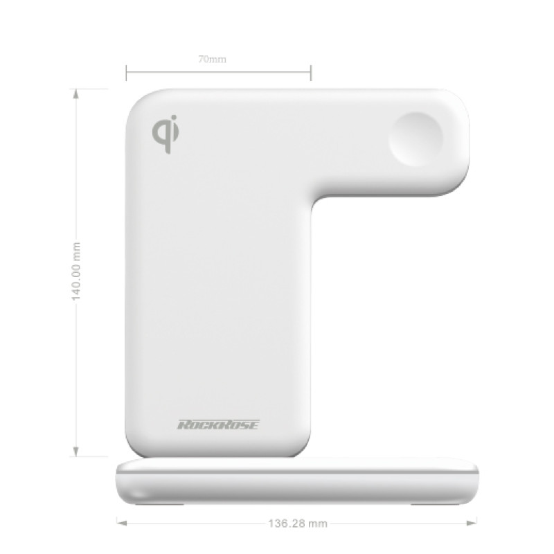 روكروز شاحن لاسلكي 3 في 1 ابيض