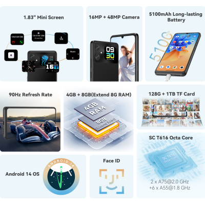 Cubot A20، هاتف ذكي Android 14، 12 جيجابايت (4 جيج...