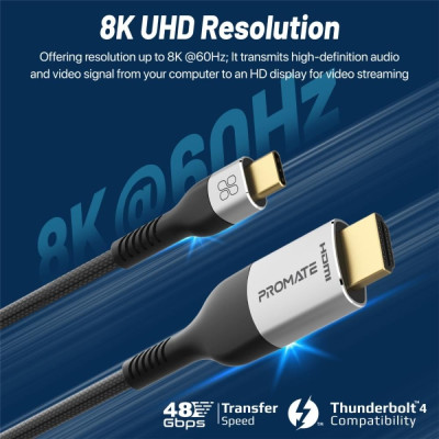 كابل USB-C إلى HDMI عالي الوضوح بدقة 8K عند 60 هرت...