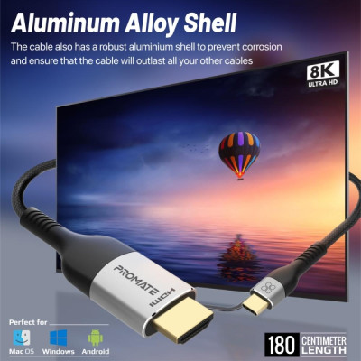كابل USB-C إلى HDMI عالي الوضوح بدقة 8K عند 60 هرت...