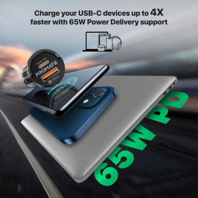 شاحن سيارة فعّال ومدمج بتصميم شفاف يتميز بمنفذ USB...