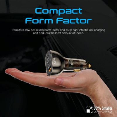 شاحن سيارة فعّال ومدمج بتصميم شفاف يوفر شحن سريع ب...