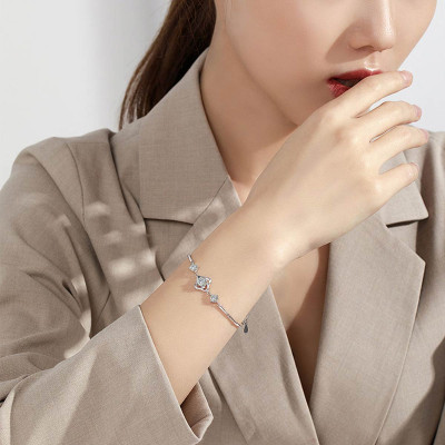 Szjinao فضة 925 3 حجر مويسانيتي سوار للنساء اجتاز...