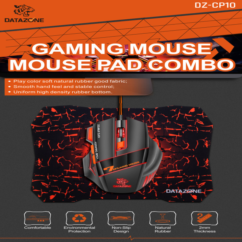 طقم قيمنق ماوس 7 دي مع ماوس باد لون برتقالي جذاب