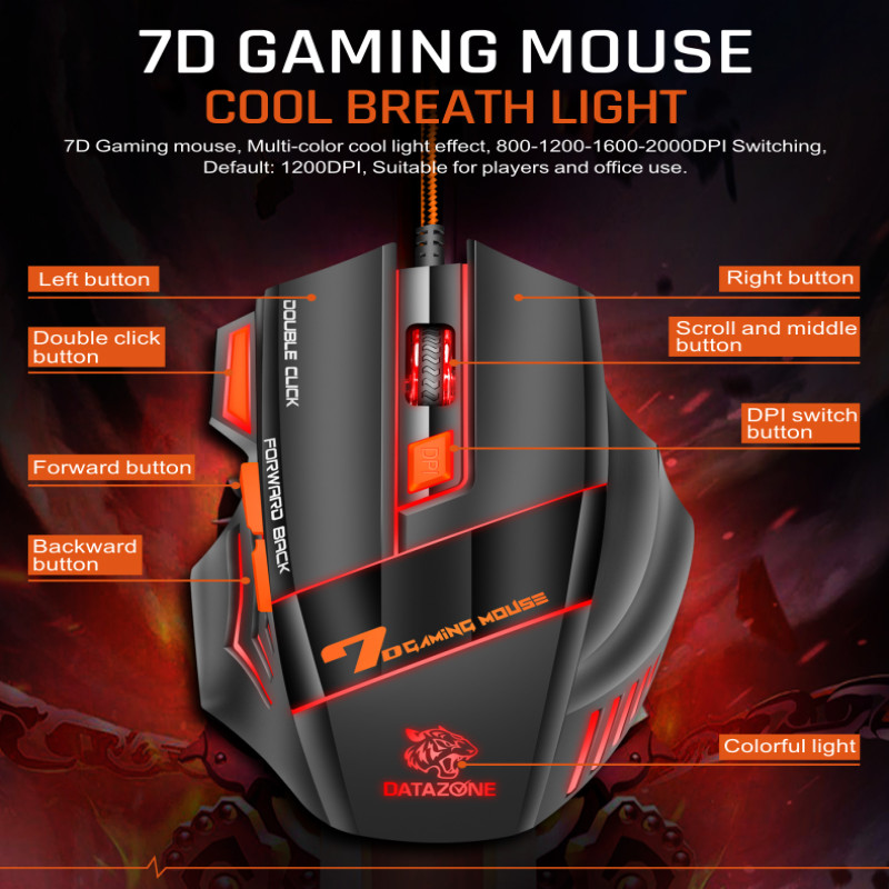 طقم قيمنق ماوس 7 دي مع ماوس باد لون برتقالي جذاب