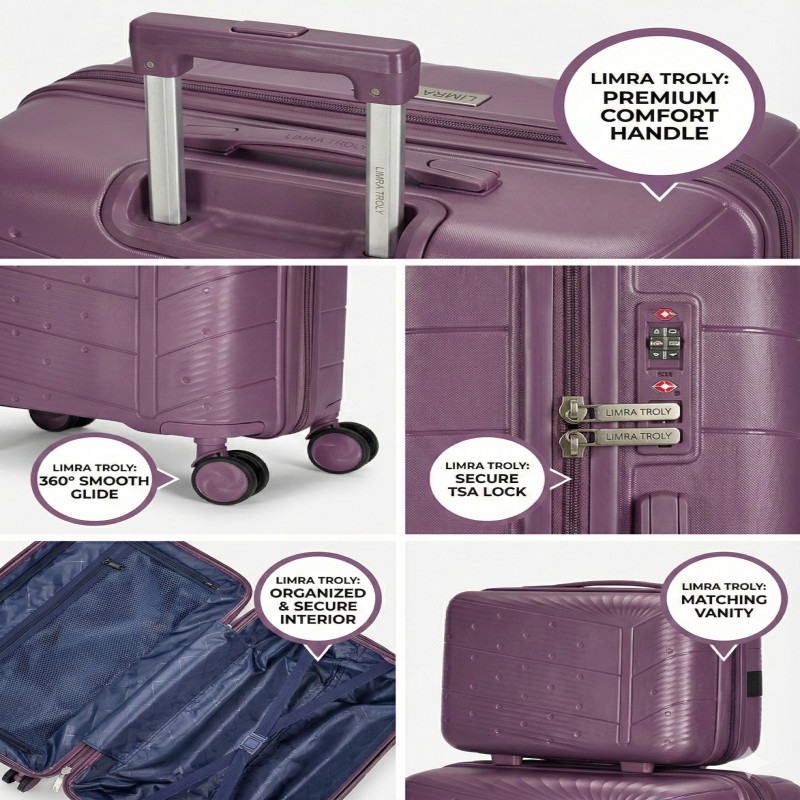 طقم شنط سفر مكون من 4 حقائب أمتعة بعجلات و بتصميم...