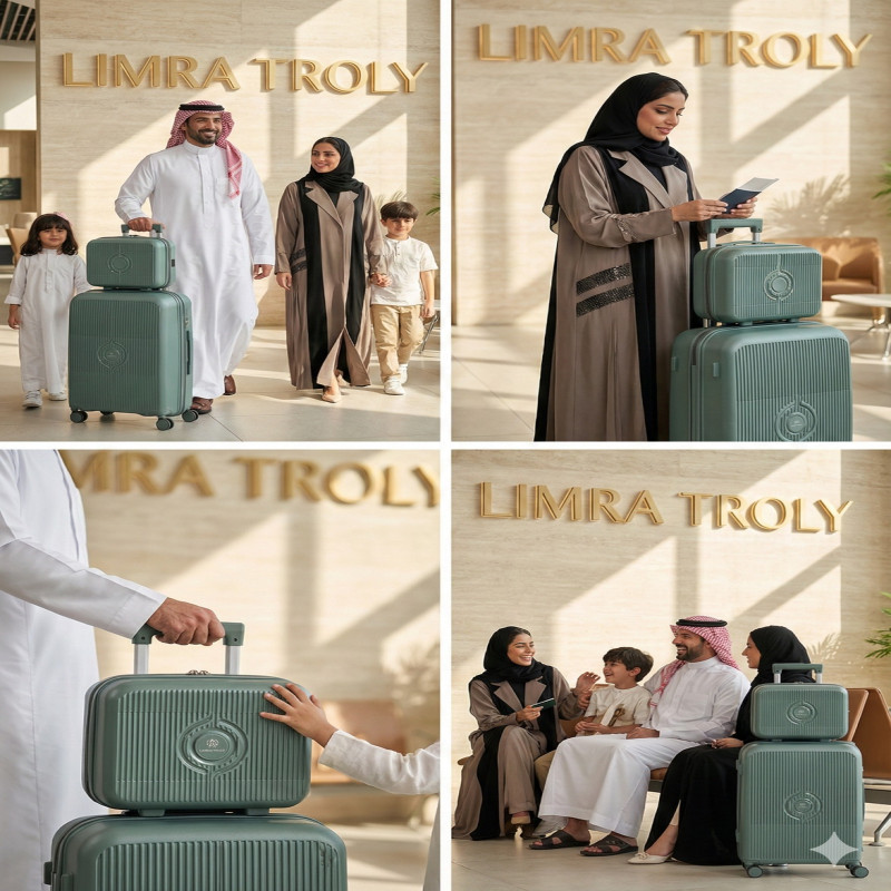 طقم شنط سفر مكون من 4 حقائب أمتعة بعجلات و بتصميم...