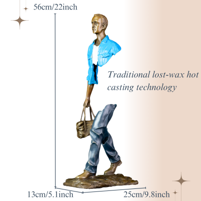 56 سنتيمتر البرونزية المسافر تمثال الصب الساخن مجر...