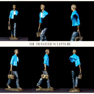 56 سنتيمتر البرونزية المسافر تمثال الصب الساخن مجر...