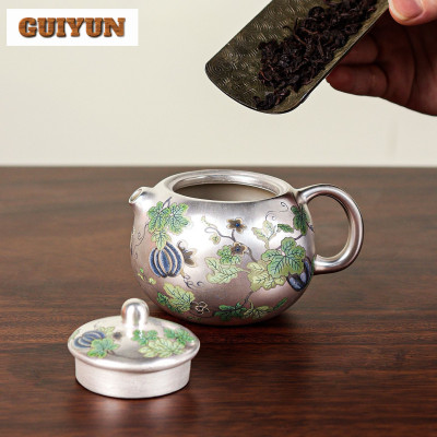 999 الفضة اللوحة طقم شاي مجموعة كاملة الإبداعية حف...