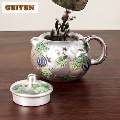 999 الفضة اللوحة طقم شاي مجموعة كاملة الإبداعية حف...