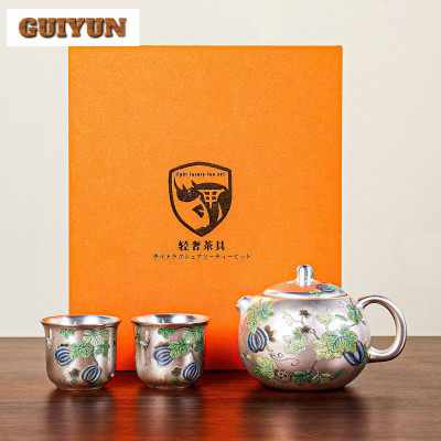 999 الفضة اللوحة طقم شاي مجموعة كاملة الإبداعية حف...