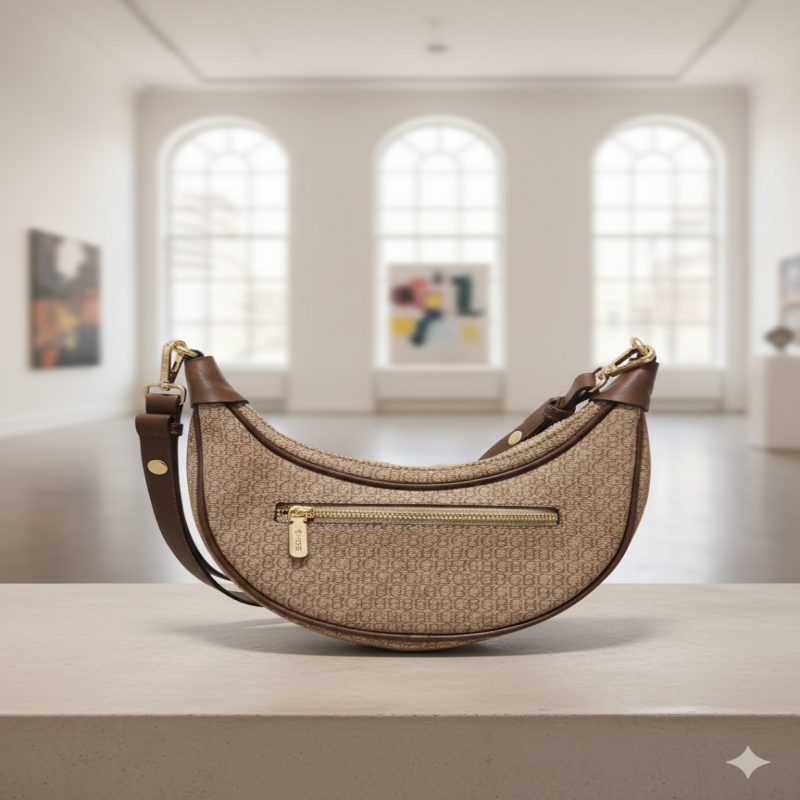 شنطة بتصميم نصف دائري عصرية وجذابة، يجمع بين الفخا...