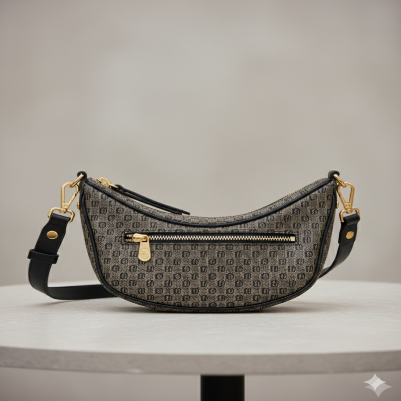 شنطة بتصميم نصف دائري عصرية وجذابة، يجمع بين الفخا...