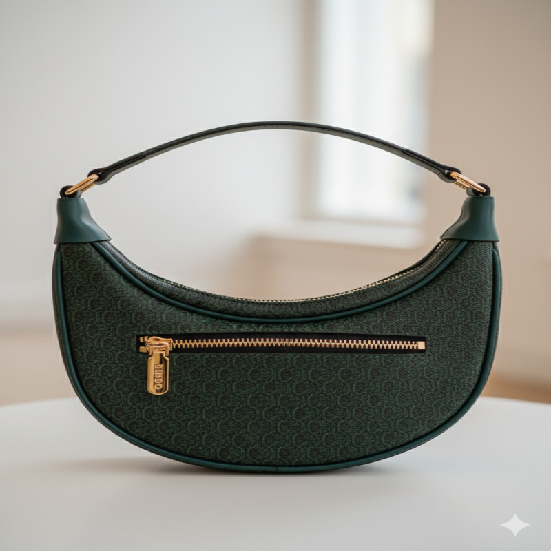 شنطة بتصميم نصف دائري عصرية وجذابة، يجمع بين الفخا...