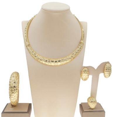 مجموعة مجوهرات مطلية بالذهب ، قلادة ، مأدبة الزفاف...