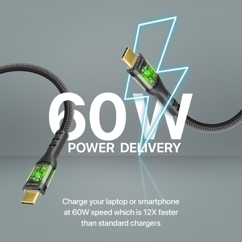 كيبل شحن تايب سي فائق السرعة يشحن بقدرة 60 واط مزو...