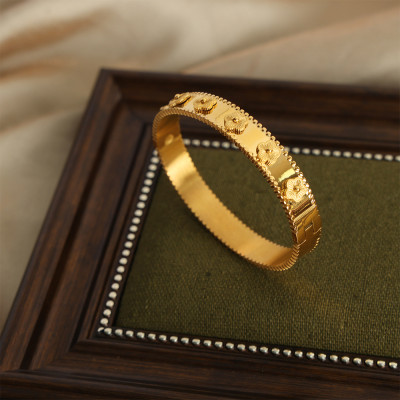 سوار زهرة خمس أوراق من الفولاذ المقاوم للصدأ للنسا...