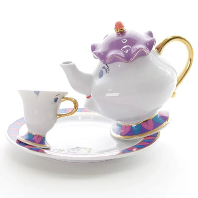 طقم شاي ديزني بيوتي والوحش هدية عيد ميلاد إبريق حل...