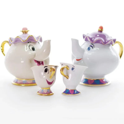 طقم شاي ديزني بيوتي والوحش هدية عيد ميلاد إبريق حل...