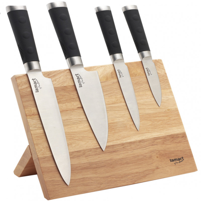 طقم سكاكين لمارت مع لوح تقطيع ستيل اسود