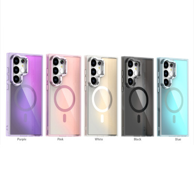 غلاف حماية فاخر MagSafe مغناطيسي مع إطار ملون وحام...