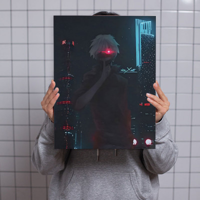 لوحة كانفاس على إطار خشبي بتصميم كين أنمي طوكيو غو...